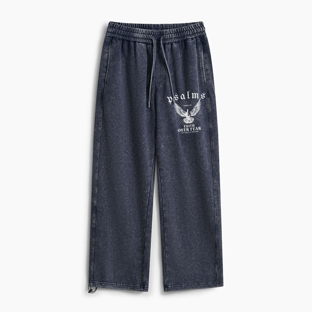 Faith Over Fear Christian Washed Sweatpants