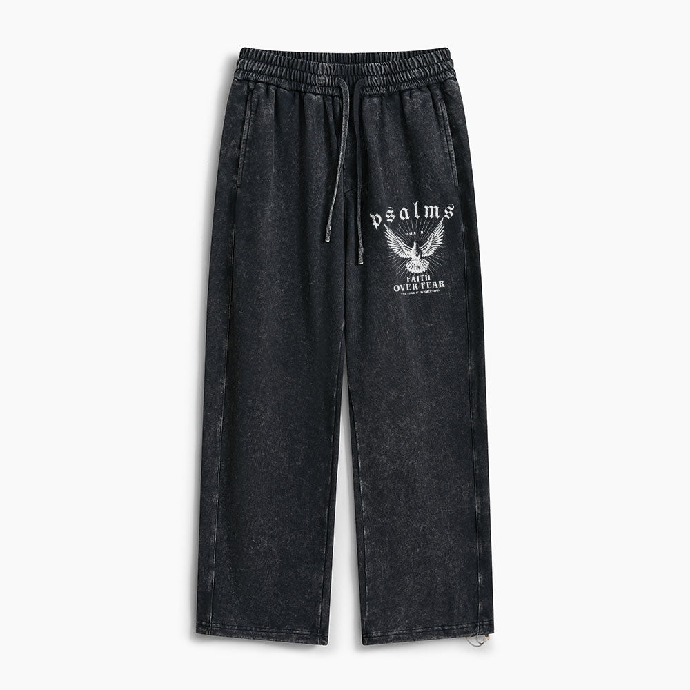 Faith Over Fear Christian Washed Sweatpants