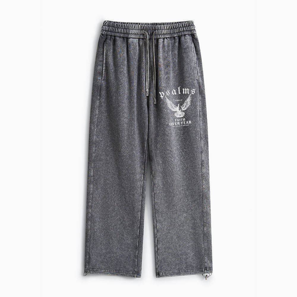 Faith Over Fear Christian Washed Sweatpants
