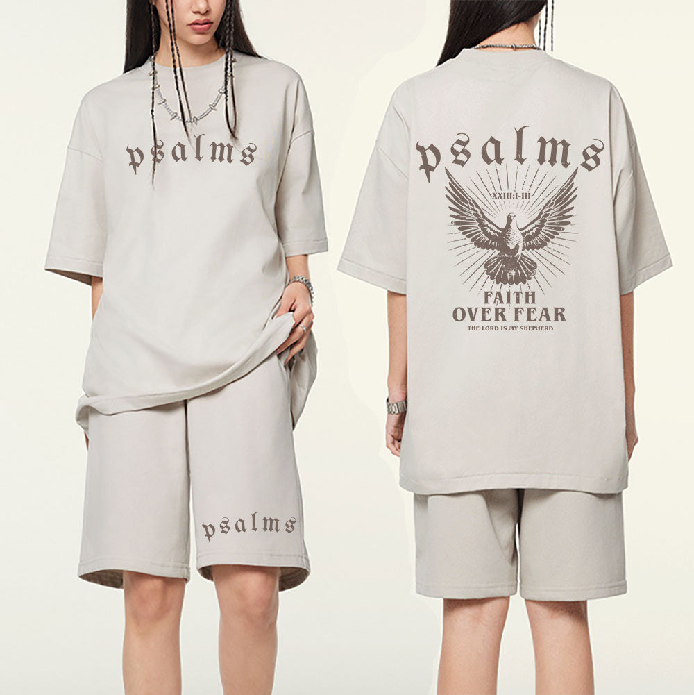Faith Over Fear Christian Washed T-Shirt & Shorts