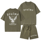 Faith Over Fear Christian Washed T-Shirt & Shorts