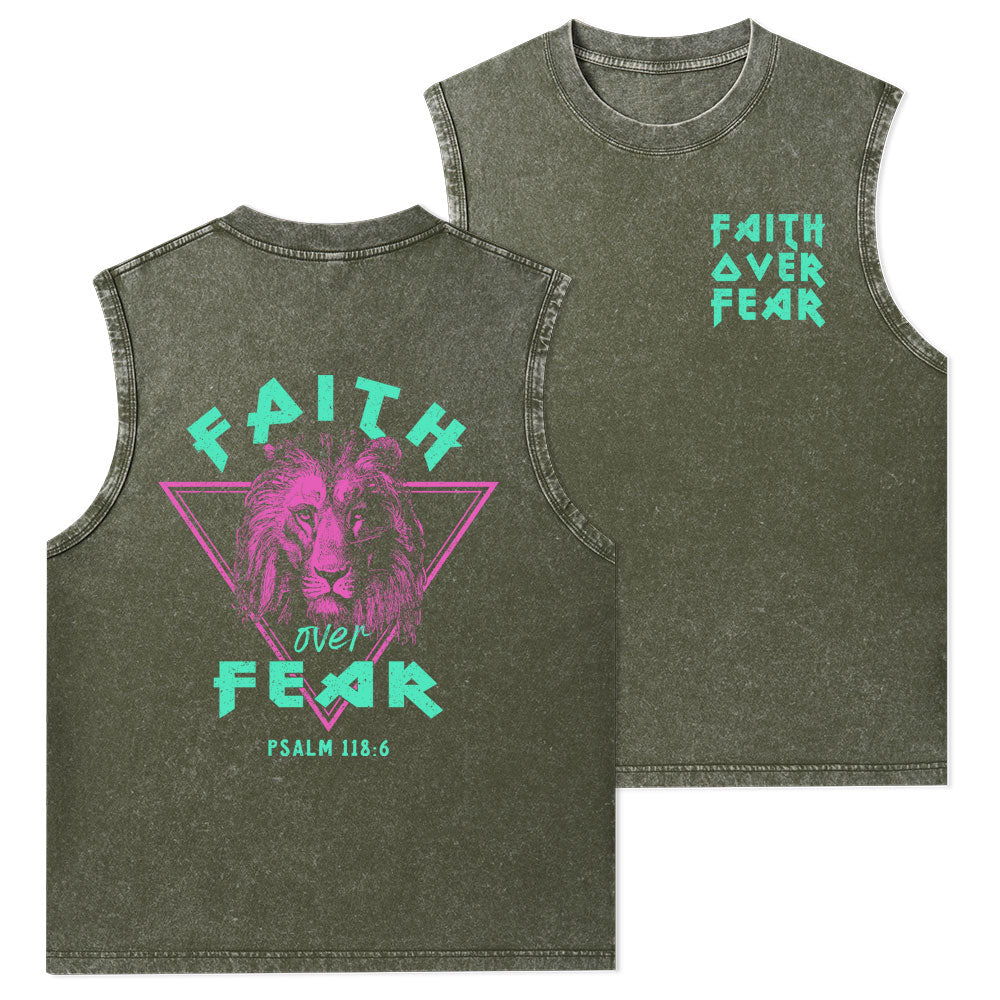 Faith Over Fear Christian Washed Tank Top