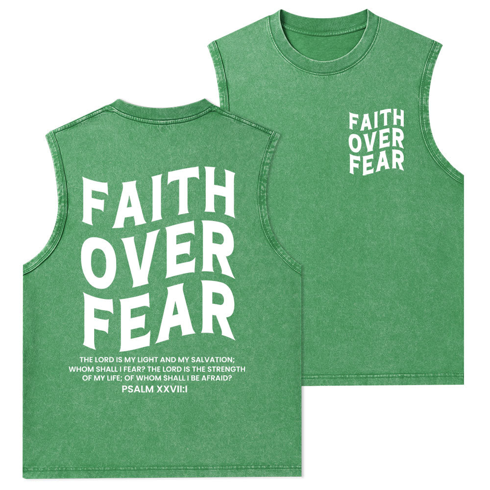 Faith Over Fear Unisex Christian Washed Tank Top