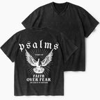 Faith Over Fear Christian Washed V-Neck T-Shirt
