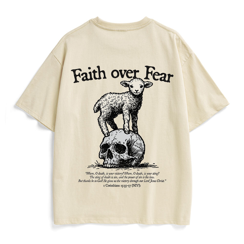 Faith Over Fear Lamb Christian Heavy Cotton T-Shirt