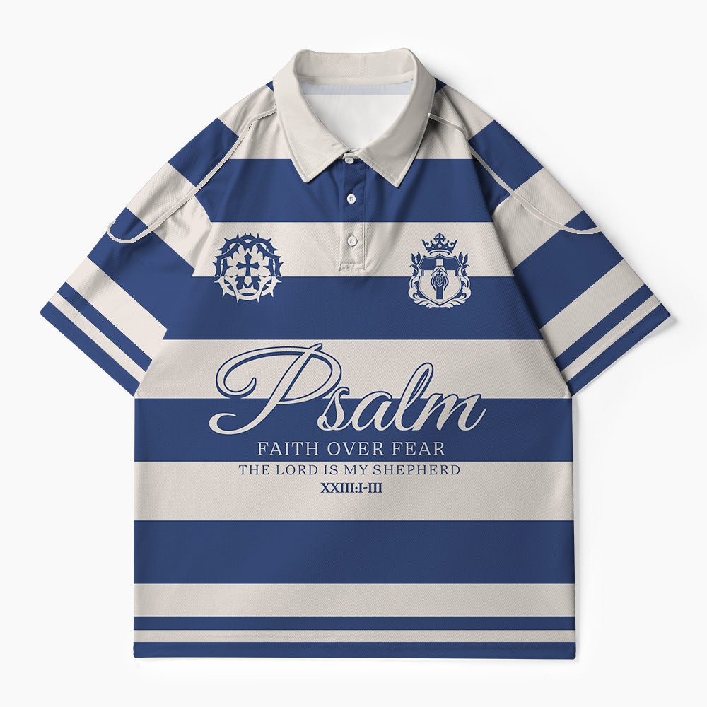 Faith Over Fear Stripes Christian Buttoned Polo Jersey