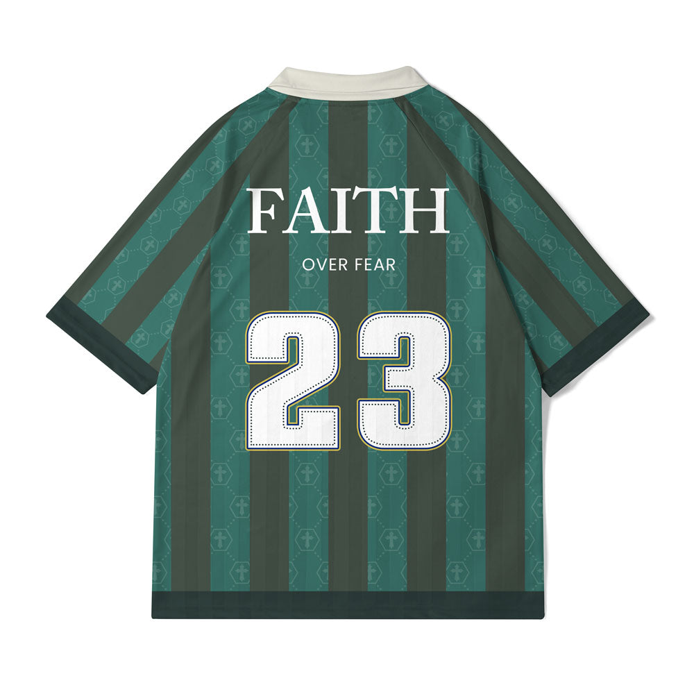 Faith Over Fear Strips Christian Collar Jersey