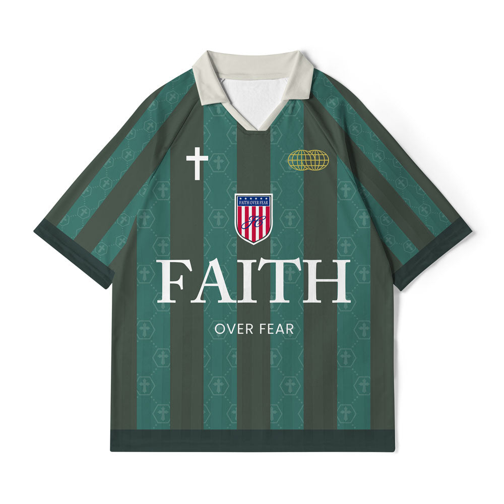 Faith Over Fear Strips Christian Collar Jersey