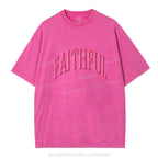 Faithful Christian Puff Printed Washed T-Shirt