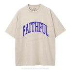 Faithful Christian Puff Printed Washed T-Shirt