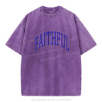 Faithful Christian Puff Printed Washed T-Shirt