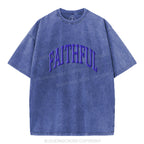 Faithful Christian Puff Printed Washed T-Shirt
