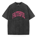 Faithful Christian Puff Printed Washed T-Shirt