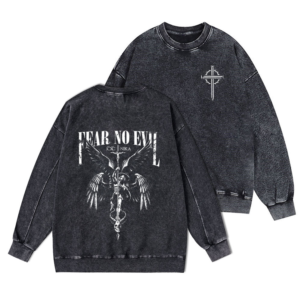 Fear No Evil Christian Washed Sweatshirt