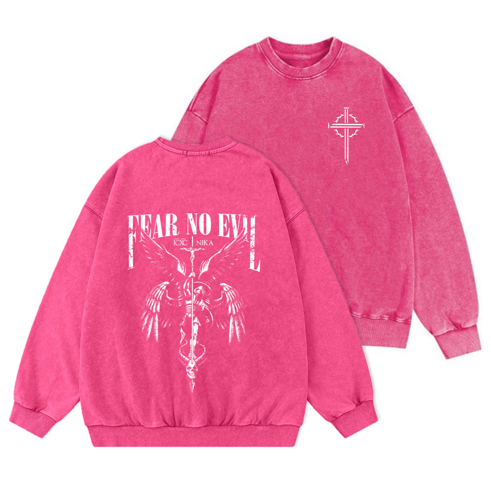 Fear No Evil Christian Washed Sweatshirt