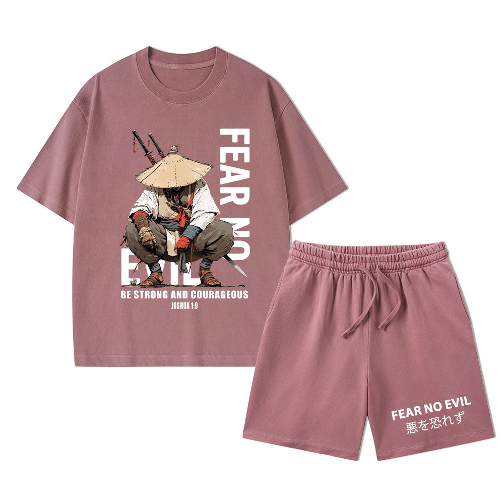 Fear No Evil Christian Washed T-Shirt & Shorts