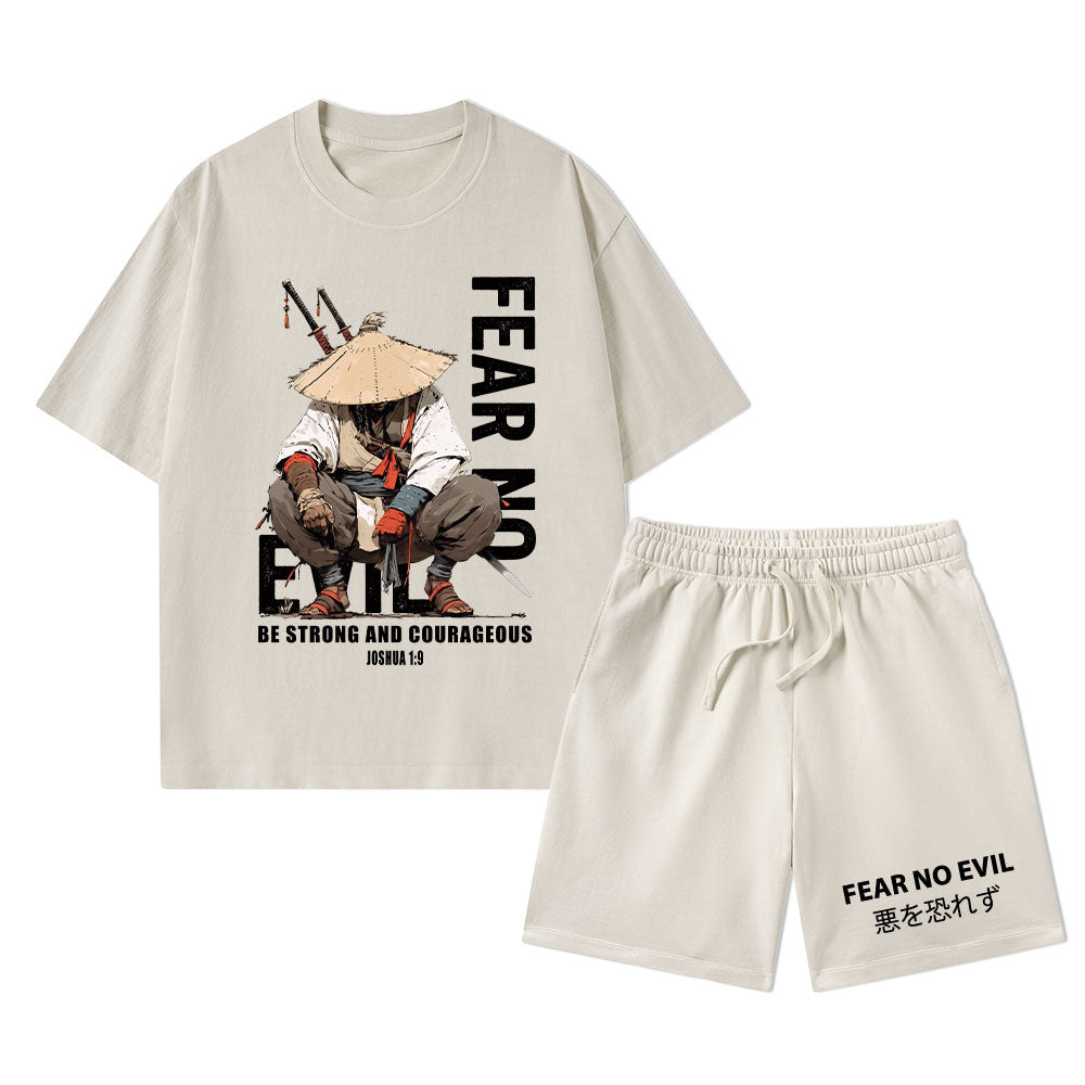 Fear No Evil Christian Washed T-Shirt & Shorts
