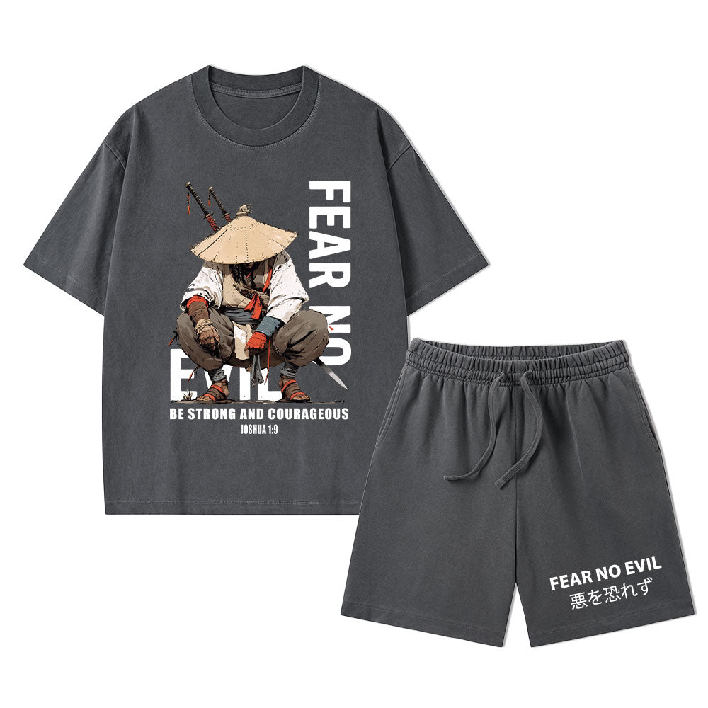 Fear No Evil Christian Washed T-Shirt & Shorts