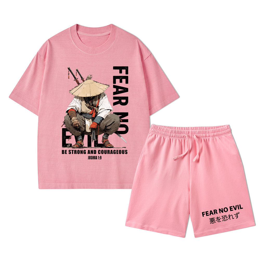Fear No Evil Christian Washed T-Shirt & Shorts