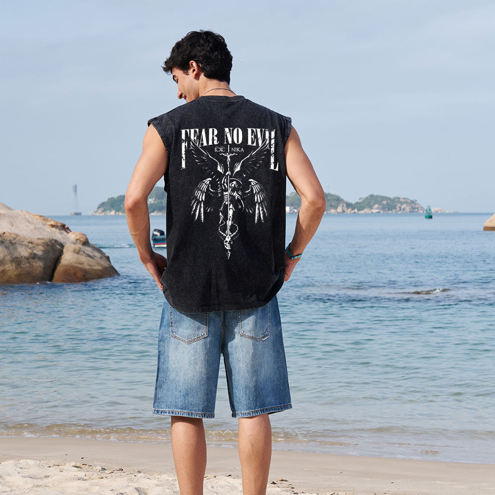 Fear No Evil Christian Washed Tank Top