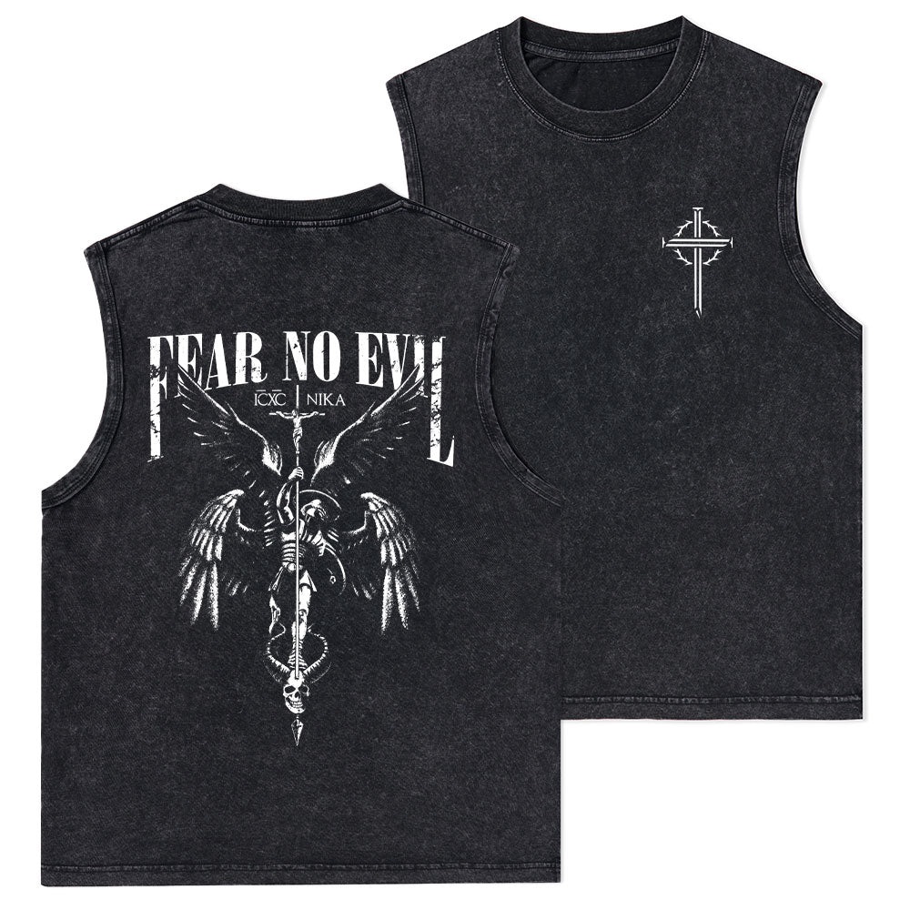 Fear No Evil Christian Washed Tank Top