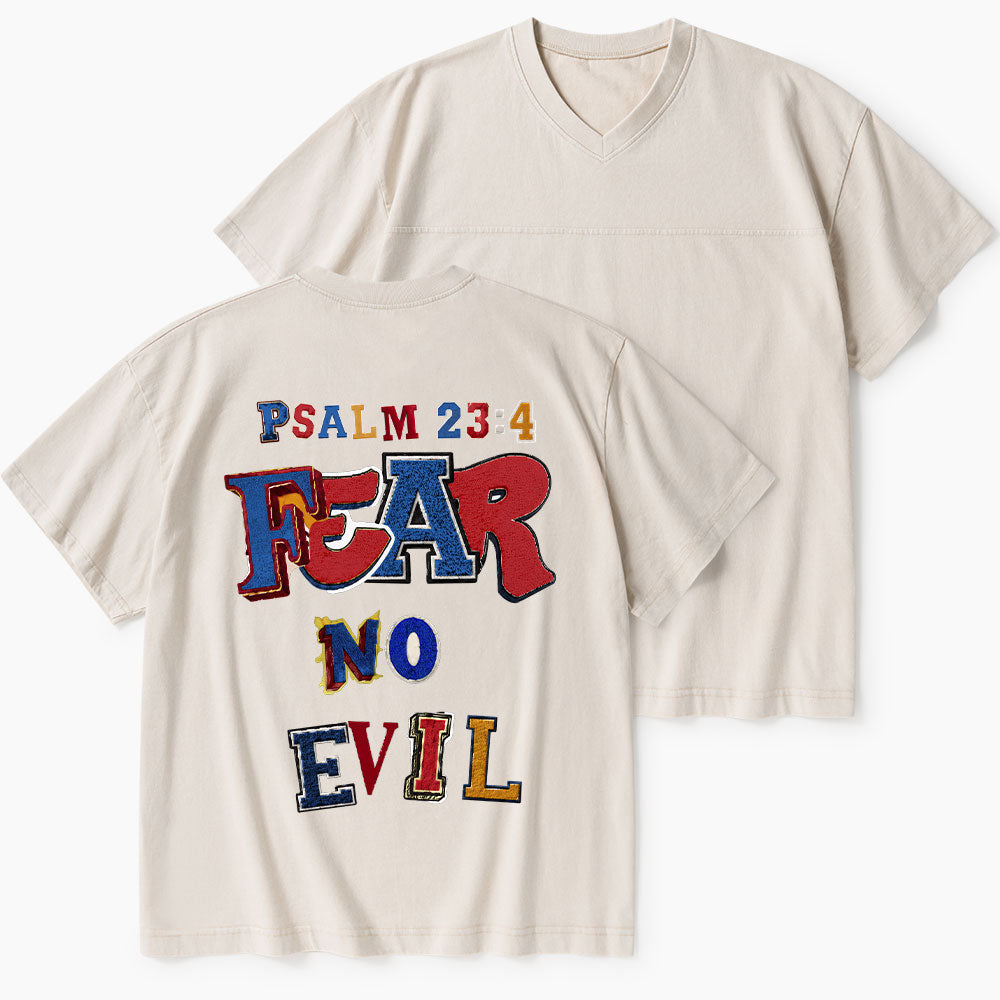Fear No Evil Christian Washed V-Neck T-Shirt