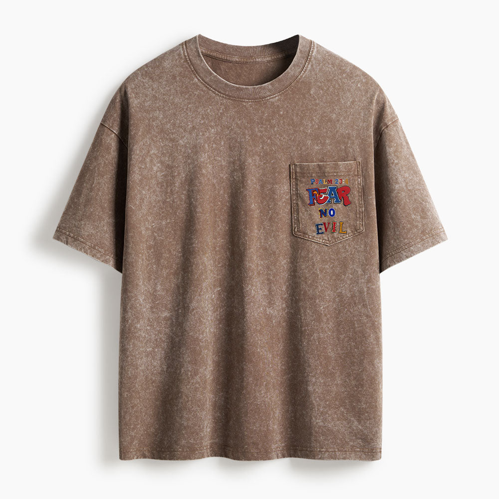 Fear No Evil Washed Unisex Pocket T-Shirt