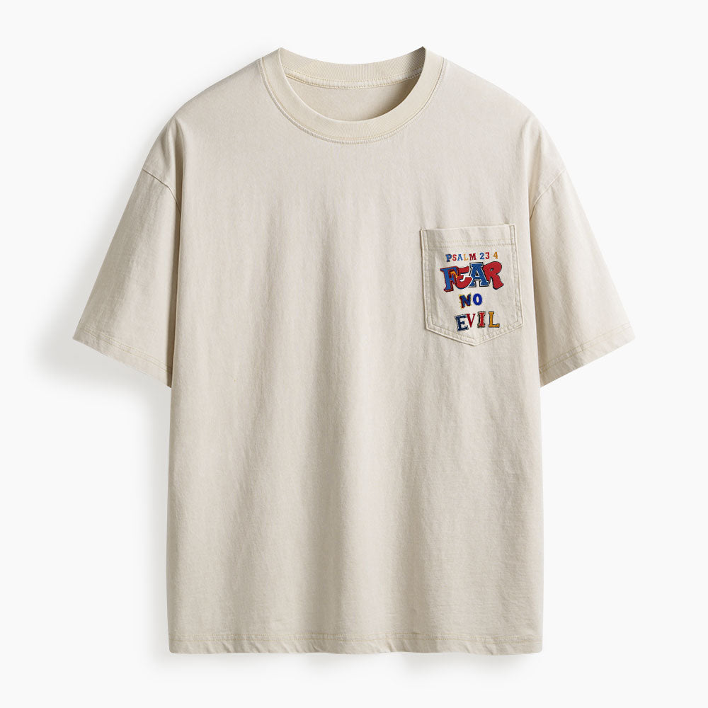 Fear No Evil Washed Unisex Pocket T-Shirt