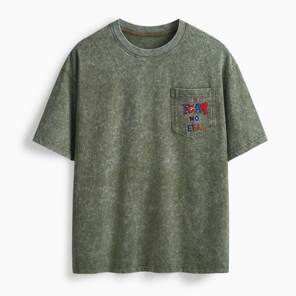 Fear No Evil Washed Unisex Pocket T-Shirt