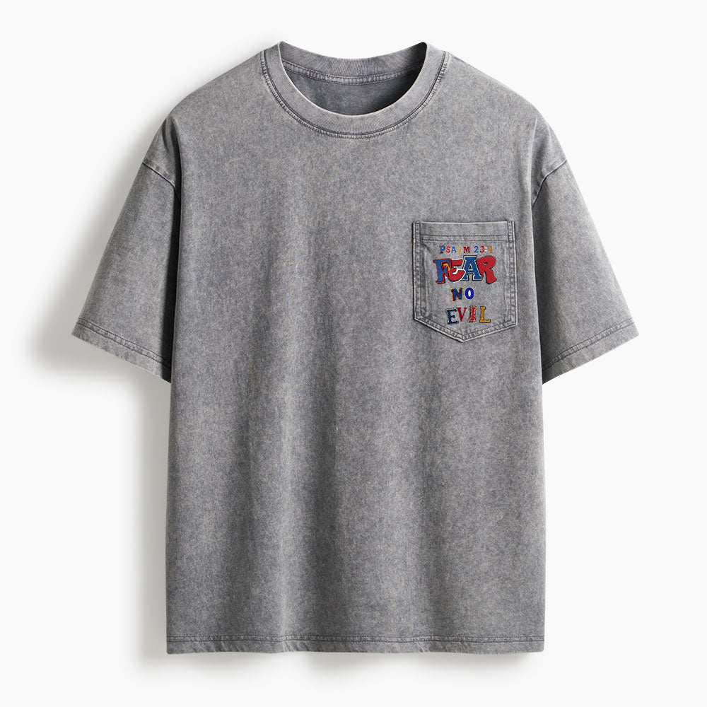 Fear No Evil Washed Unisex Pocket T-Shirt