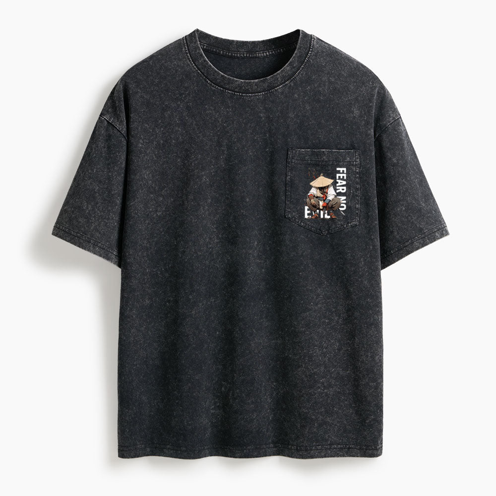 Fear No Evil Washed Unisex Pocket T-Shirt