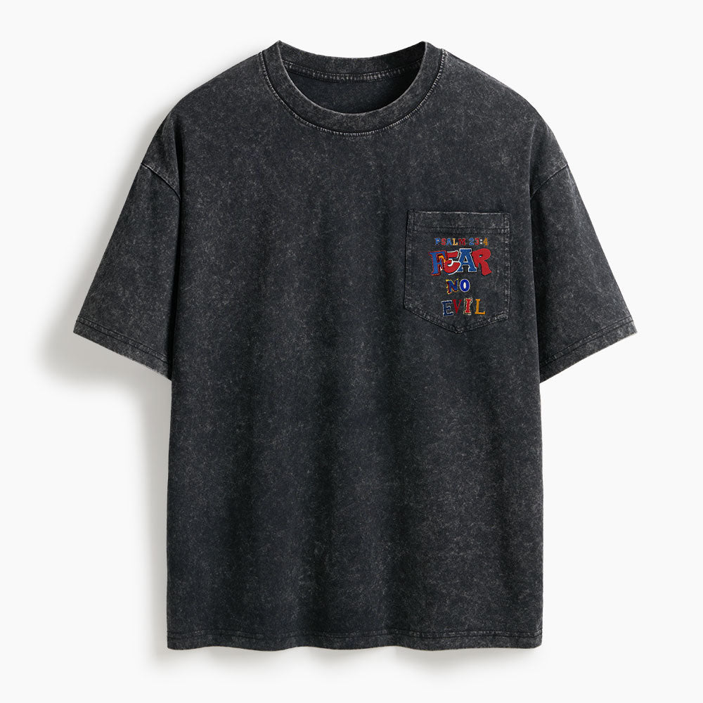 Fear No Evil Washed Unisex Pocket T-Shirt