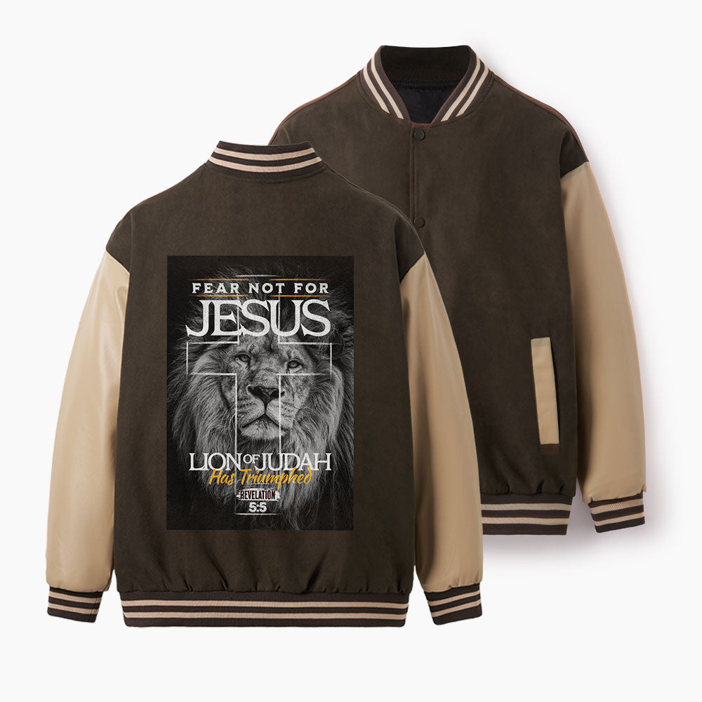Fear Not For Jesus Christian Color Block Baseball Jacket