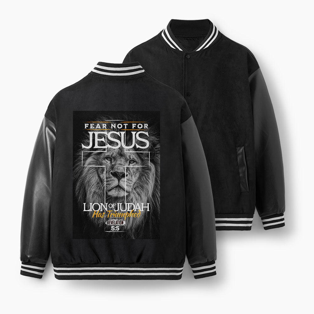 Fear Not For Jesus Christian Color Block Baseball Jacket