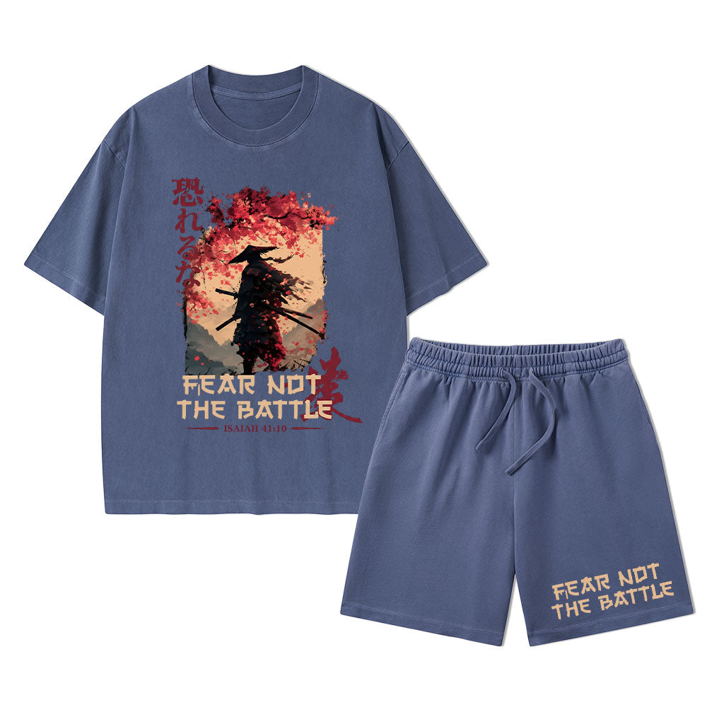 Fear Not The Battle Christian Washed T-Shirt & Shorts