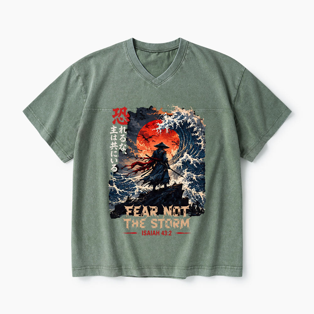 Fear Not The Storm Christian Washed V-Neck T-Shirt