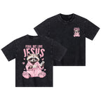 Feral But Love Jesus Christian Kid Washed T-Shirt
