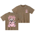Feral But Love Jesus Christian Kid Washed T-Shirt