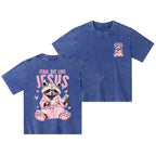 Feral But Love Jesus Christian Kid Washed T-Shirt