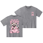 Feral But Love Jesus Christian Kid Washed T-Shirt
