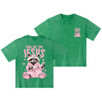 Feral But Love Jesus Christian Kid Washed T-Shirt