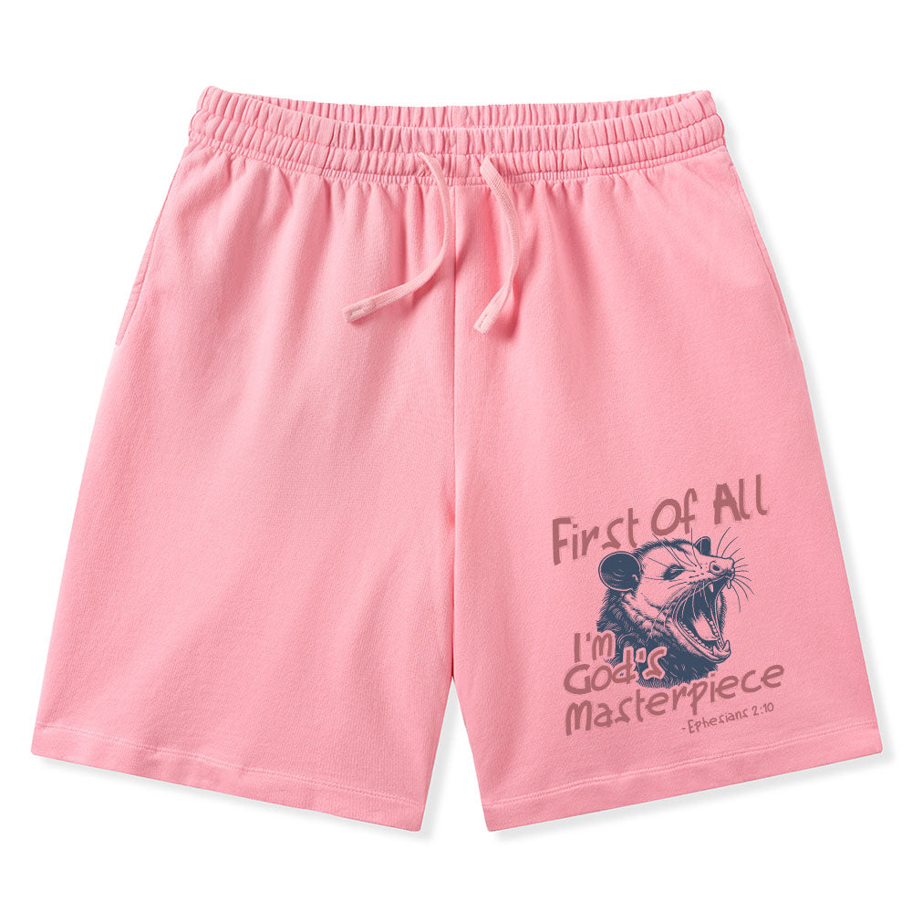 First Of All I'm God's Masterpiece Christian Washed Shorts