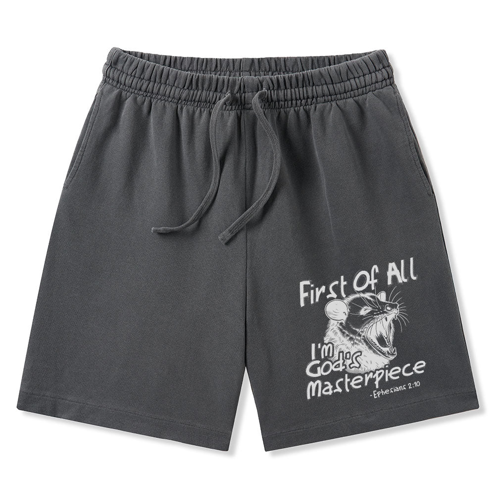 First Of All I'm God's Masterpiece Christian Washed Shorts