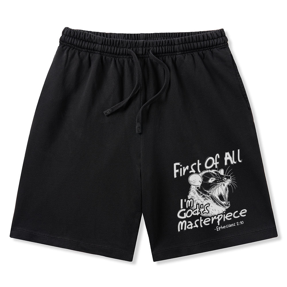 First Of All I'm God's Masterpiece Christian Washed Shorts