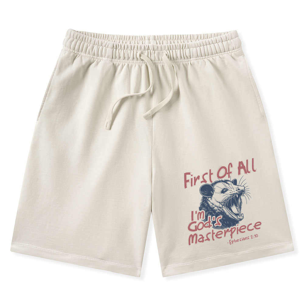 First Of All I'm God's Masterpiece Christian Washed Shorts