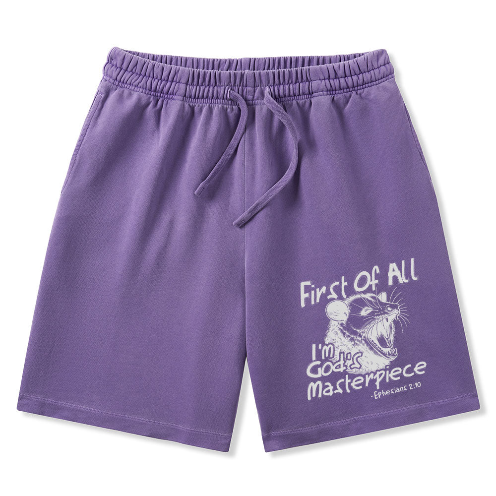 First Of All I'm God's Masterpiece Christian Washed Shorts