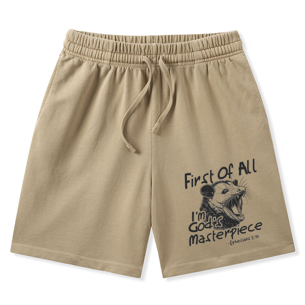 First Of All I'm God's Masterpiece Christian Washed Shorts