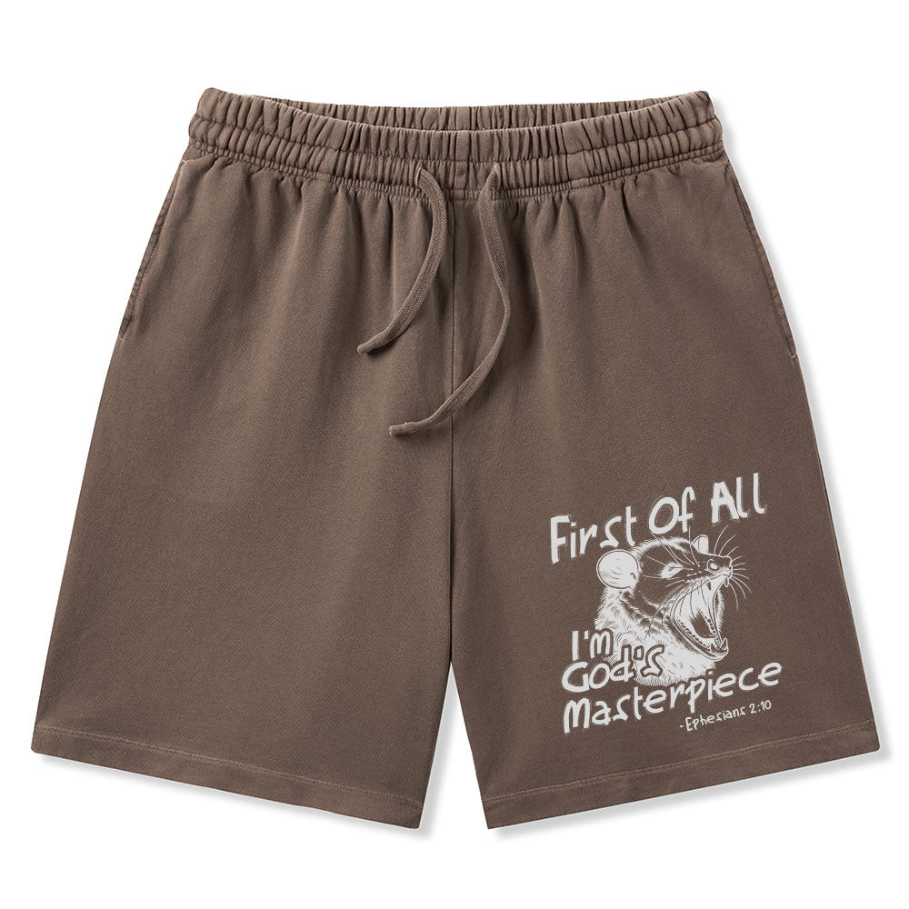 First Of All I'm God's Masterpiece Christian Washed Shorts