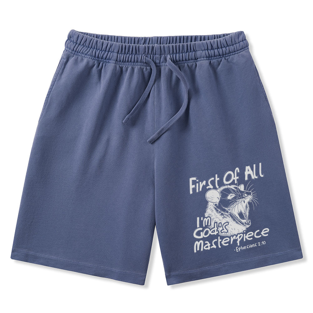 First Of All I'm God's Masterpiece Christian Washed Shorts