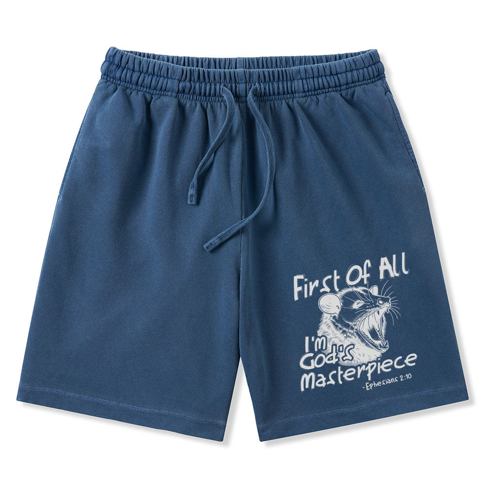 First Of All I'm God's Masterpiece Christian Washed Shorts